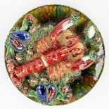 Jose Alvaro Caldas, a plate made of glazed faience, barbotine, decorated with a lobster. Suite de Pa