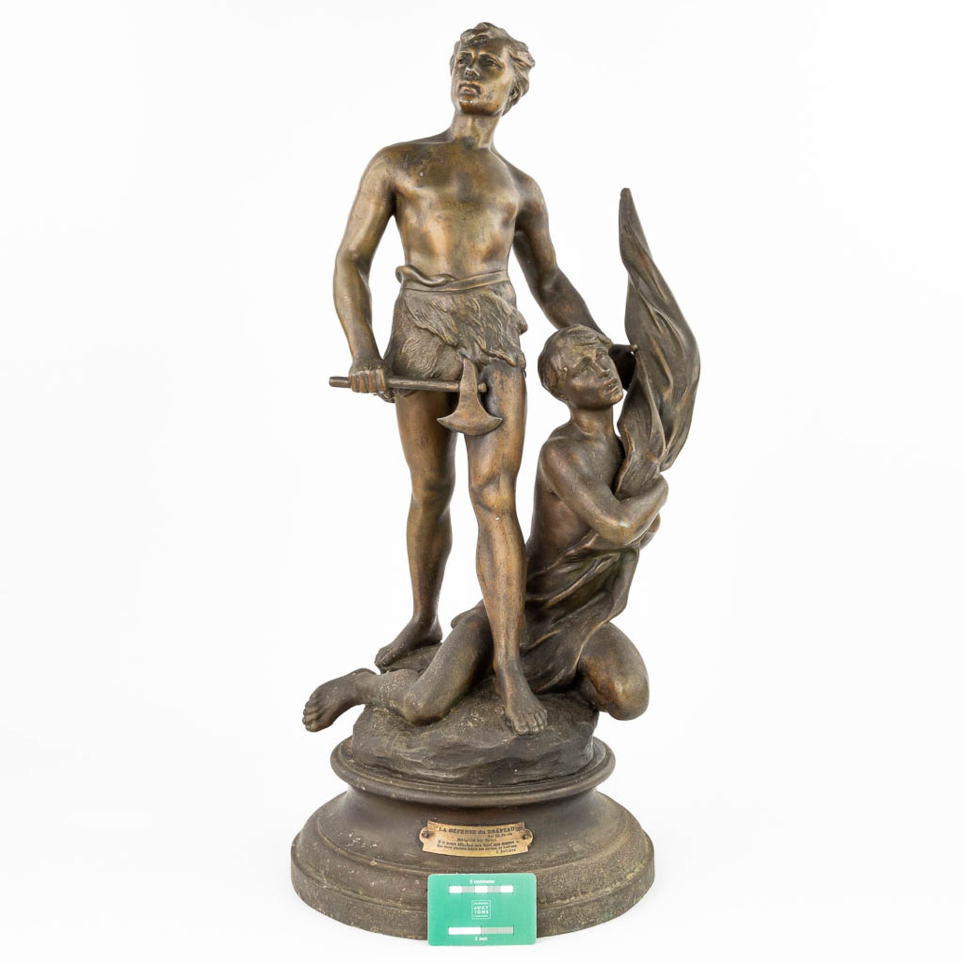 Charles PERRON (1880-1969) 'La DŽfense duÊdrapeau' a large statue made of spelter. (H:76cm) - Image 7 of 11