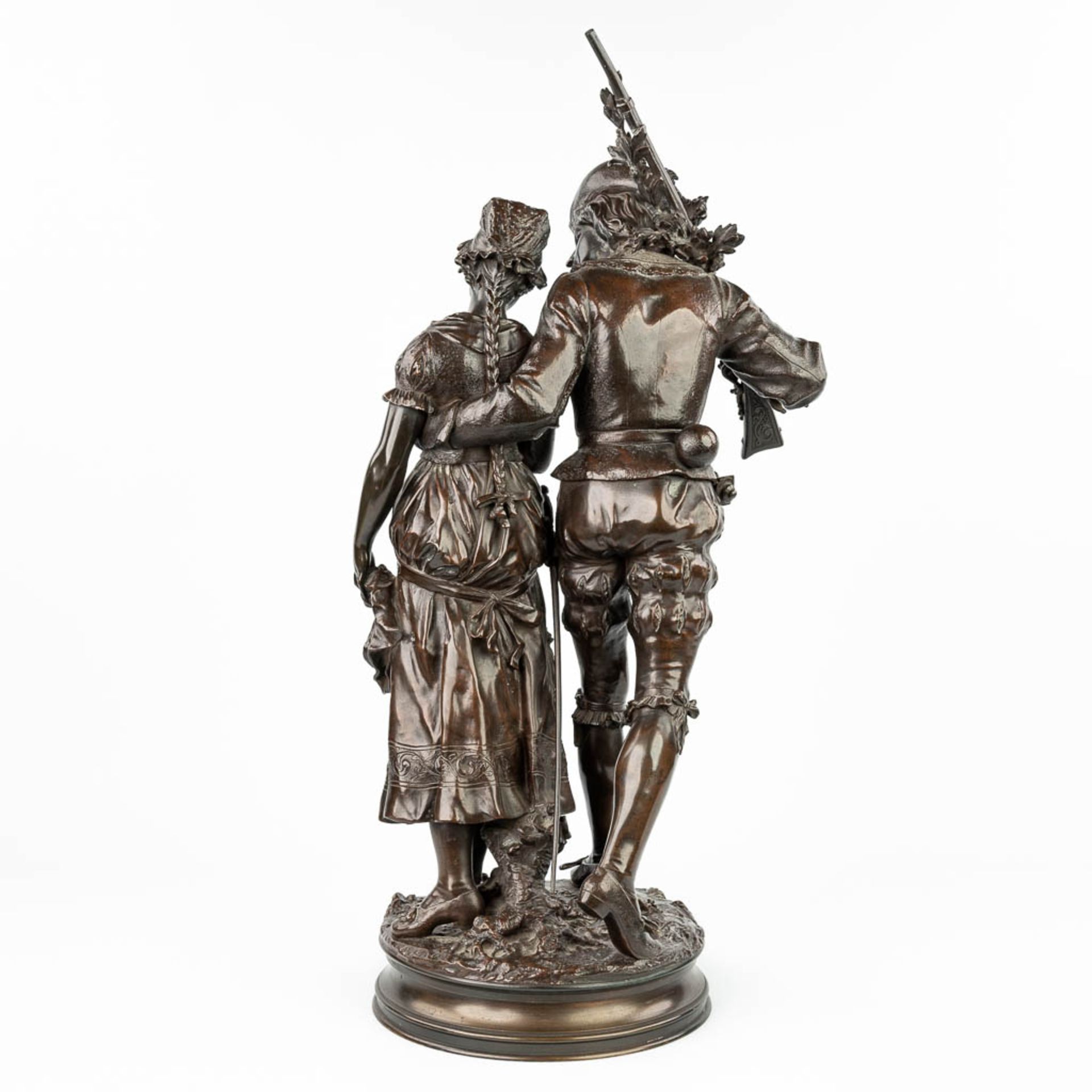 Adrien Etienne GAUDEZ (1845-1902) 'Retour de Chasse' a bronze statue on a revolving base. (H:72cm) - Image 10 of 15