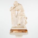 N. BAER (XX) 'Rebecca next to the fountain' a statue made of alabaster, on a revolving base. (H:54cm