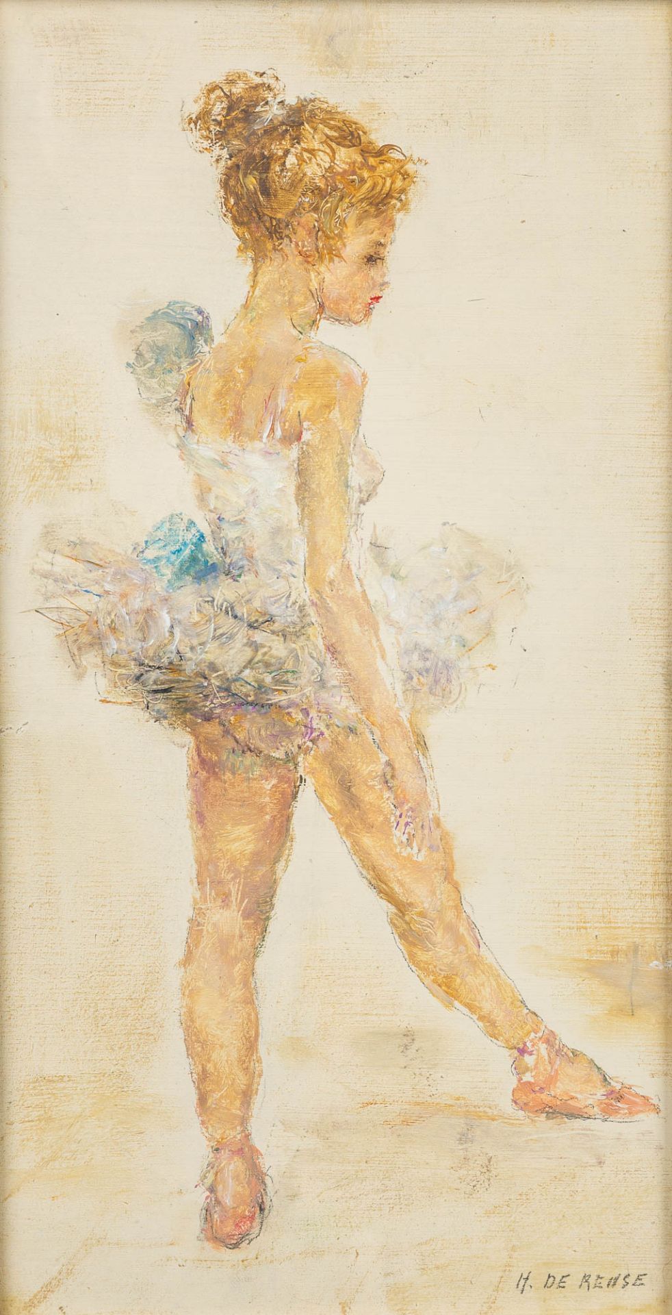 Hélène DE REUSE (1892-1979) 'Ballerina' a painting, oil on canvas. (18 x 34 cm)