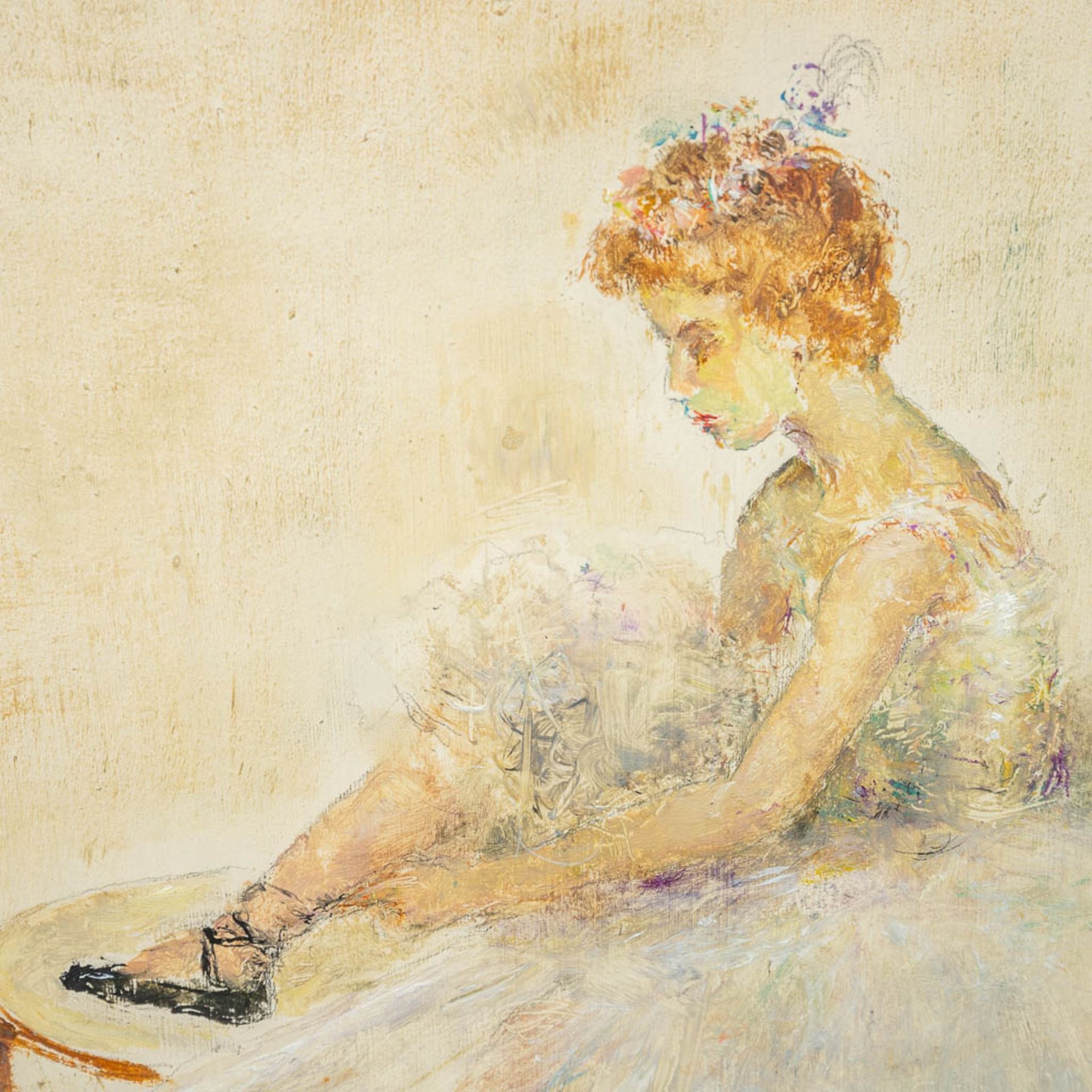 Hélène DE REUSE (1892-1979) 'Ballerina' a painting, oil on panel. (34 x 27 cm) - Image 2 of 6
