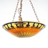 A large chandelier made of p‰te-de-verre glass and marked 'Le Verre Francais',.