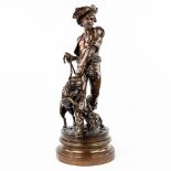 Henri HonorŽ PLƒ (1853-1922) 'Man with the dogs' a large bronze statue on a turning base. (H:89cm)