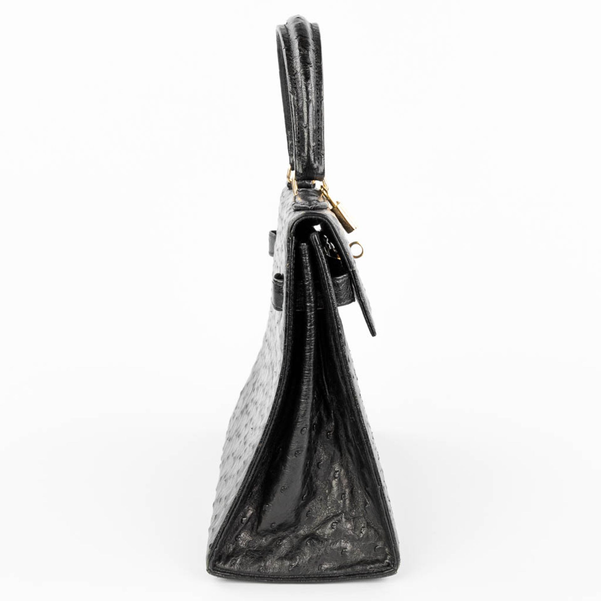 A handbag made of black ostrich leather and made by Olivier Gurtner in Switzerland. (H:28cm) - Image 2 of 17