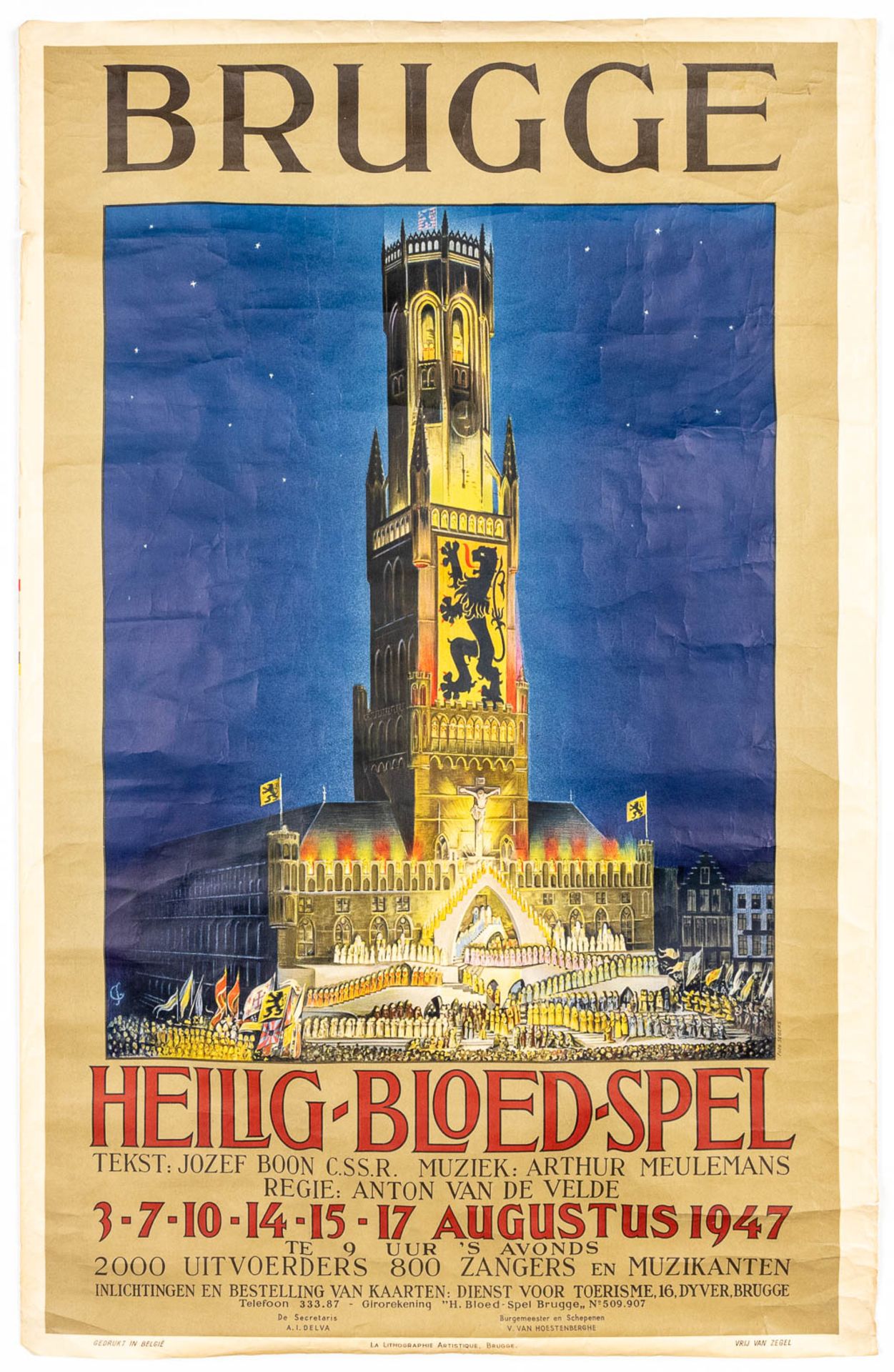 A collection of 3 vintage postersÊ'Brugge' - 'Brugge Heilig Bloed Spel' 'Men bereikt het best Brugge - Bild 18 aus 20