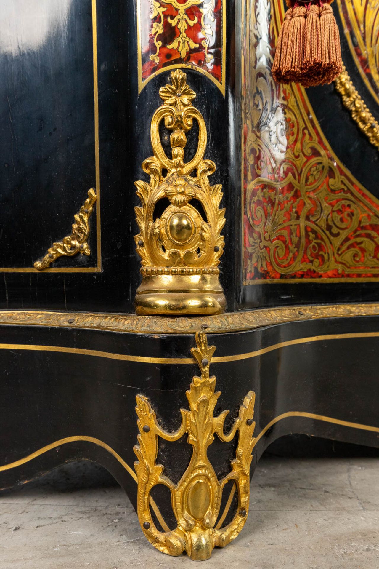 A cabinet with marble top made in Napoleon 3 style, mounted with bronze and finished with boulle tor - Image 9 of 17
