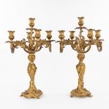 A pair of candelabra made of gilt bronze in Rococo style. (H:58cm)