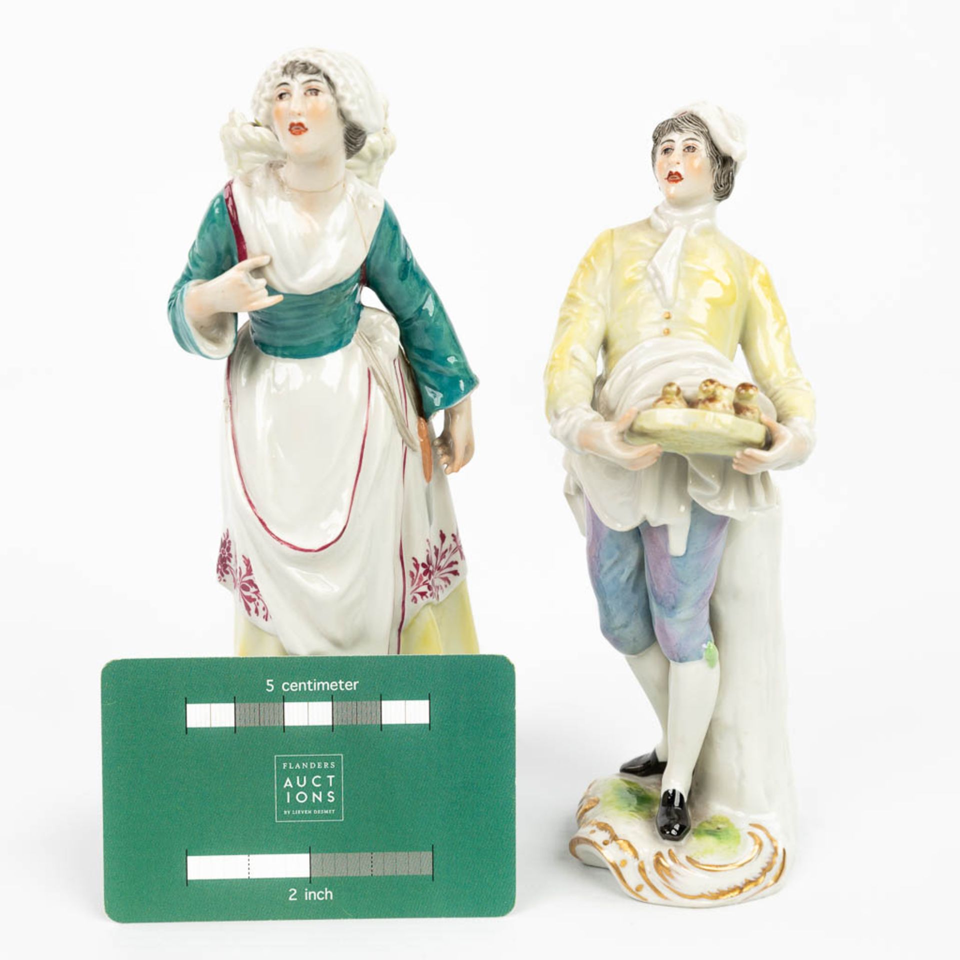 A pair of statues made of porcelain made in Germany and marked Ludwigsburg. (H:18cm) - Image 12 of 16