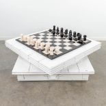 Begga D'HAESE (1939) A unique and exceptional marble chessboard. (H:15cm)