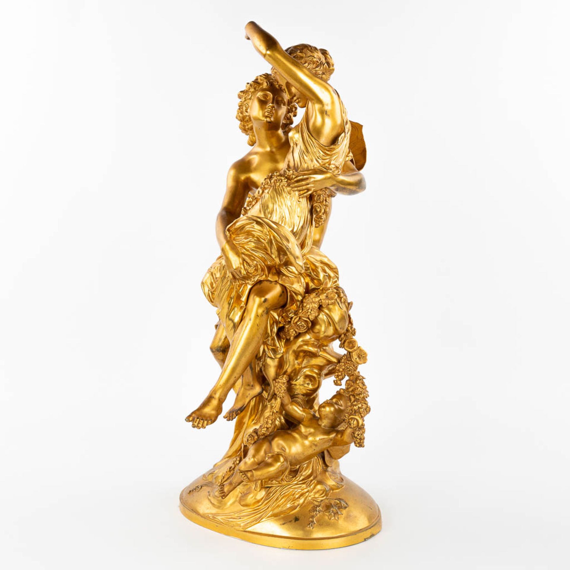 Mathurin MOREAU (1822-1912)(attr.) 'Zephyros and Flora', an exceptional neoclassical gilt bronze sta - Image 2 of 12