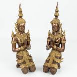 A pair of Thai buddha's made of bronze. (H:33,5cm)