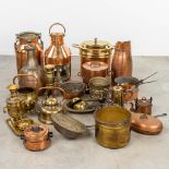 An assembled collection of yellow and red copper items, circa 1900. (65cm)