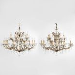 A collection of 2 chandeliers 'Marie ThŽrse' made of glass. (65 x 96cm)