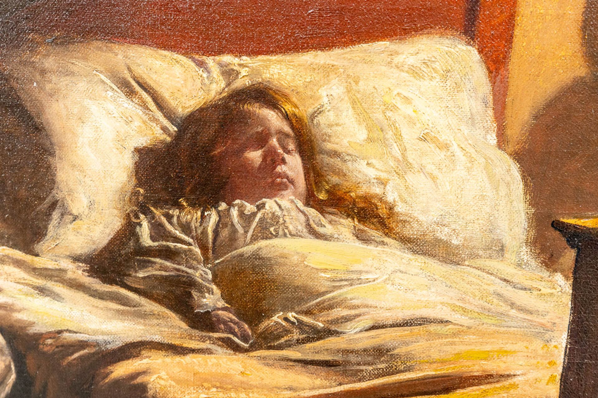 Charles VAN HAVERMAET (XIX-XX) 'Mourning' oil on canvas. (162 x 110cm) - Bild 9 aus 12