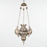 An antique sanctuary lamp / eternal light, made of silver, De Meyer, Ghent. 921g. (58 x 23cm)