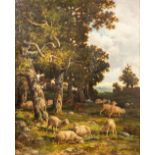 Charles Ferdinand CERAMANO (1829/31-1909) 'Sheep in the Barbizonbos' oil on canvas. (60 x 74cm)