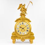 A large mantle clock 'Father Time' made of gilt bronze in Louis XVI style. (18 x 40 x 74cm)