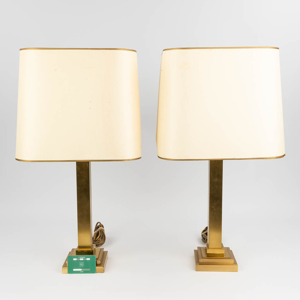 Belgo Chrome, a pair of metal table lamps. Circa 1980. (12,5 x 12,5 x 42cm) - Image 2 of 9