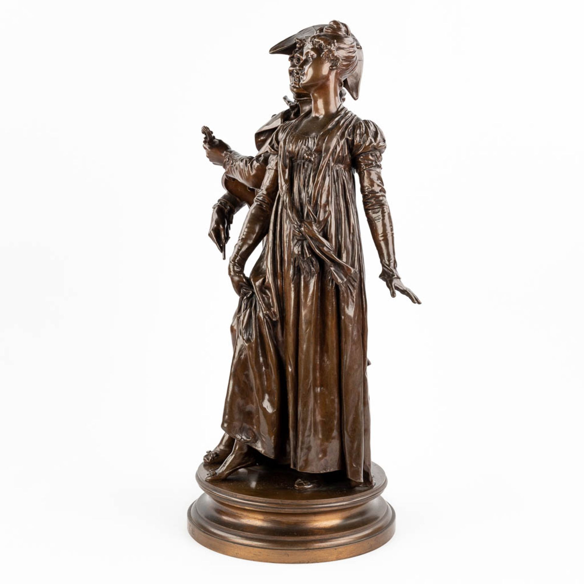 Henry ƒtienne DUMAIGE (1830-1888) 'Nobleman and his wife' patinated bronze (63 x 26cm) - Bild 11 aus 13