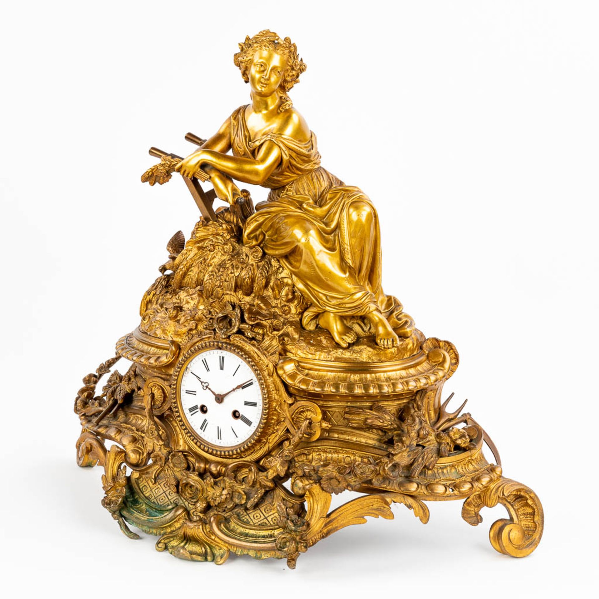 A mantle clock 'The Harvest' with an image of a resting lady. (22 x 59 x 50cm) - Image 12 of 15