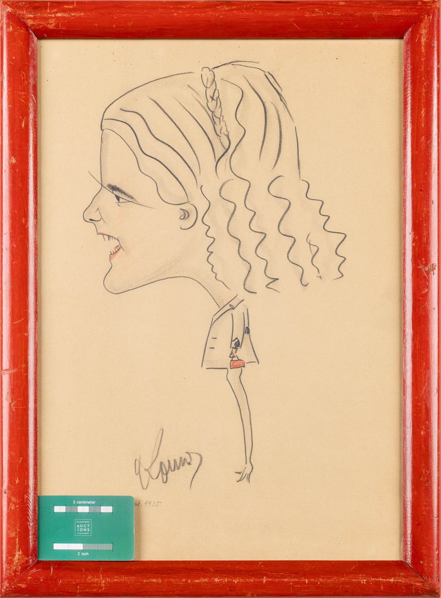 Kondor LADISLAV (1901-1963) 'Lady with the purse' a caricature. (32 x 45cm) - Image 3 of 6