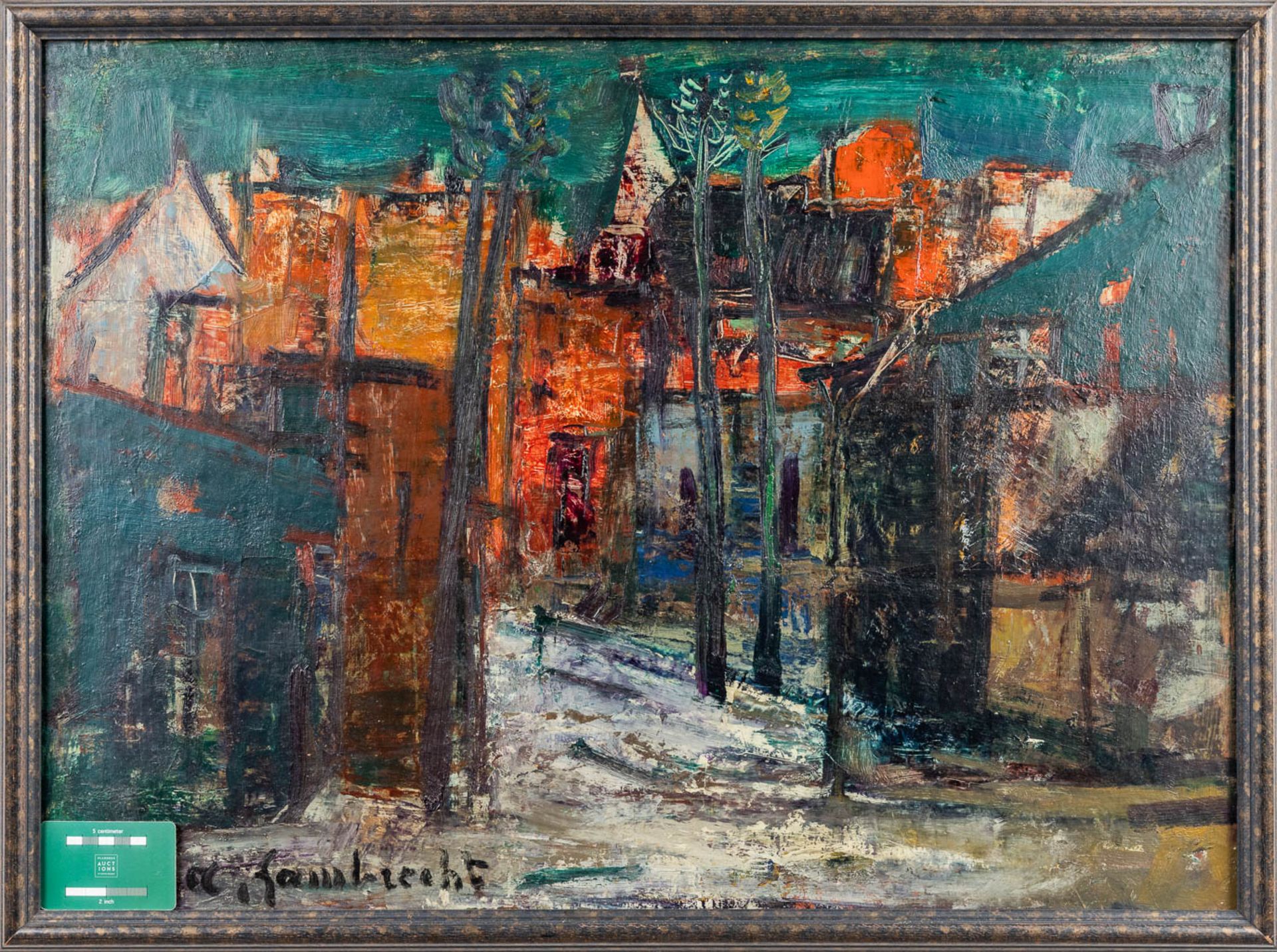 Arthur LAMBRECHT (1904-1983) 'Expressionist Village View' (76 x 56cm) - Image 4 of 7