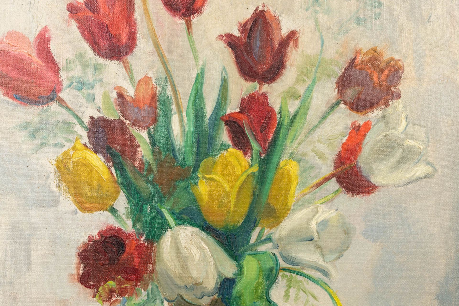 Alphonse MORA (1891-1977) 'Tulip Vase' oil on canavs. (60 x 75cm) - Image 4 of 6