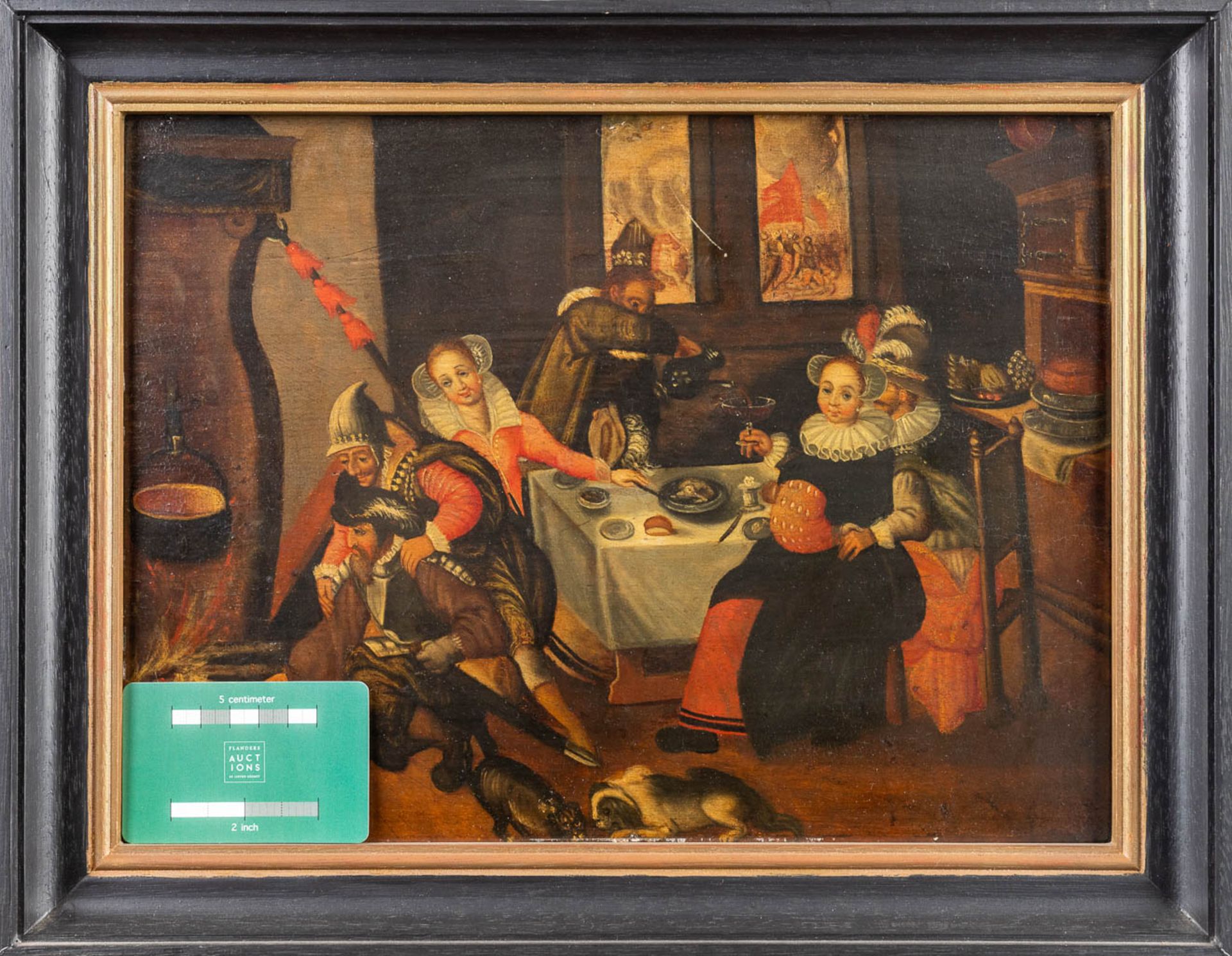 'The Guardroom Interior' an antique painting after Marten Van Cleve I, oil on panel. 18th C. (35 x 2 - Image 5 of 8