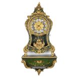 A Cartel clock with console with hand-painted flower decor. (52 x 115cm)