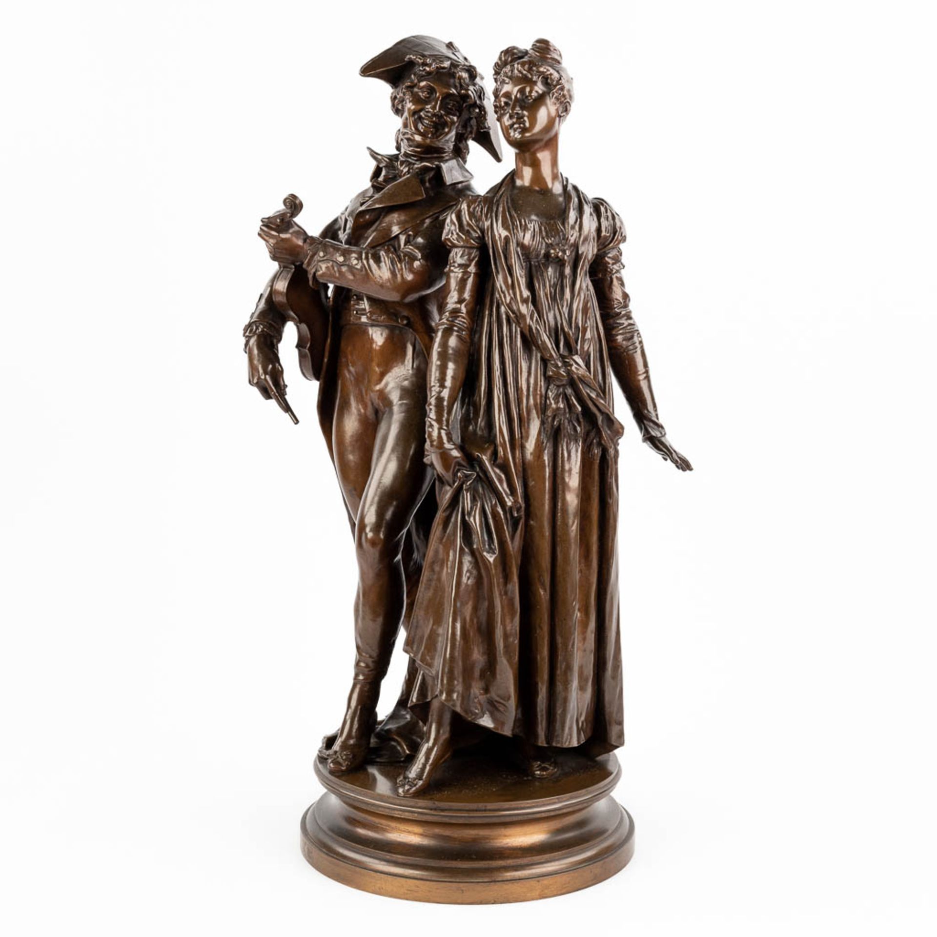 Henry ƒtienne DUMAIGE (1830-1888) 'Nobleman and his wife' patinated bronze (63 x 26cm) - Bild 6 aus 13