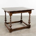 A table with turned legs, made during the 18th C with a 19th C top. (70 x 90 x 67cm)