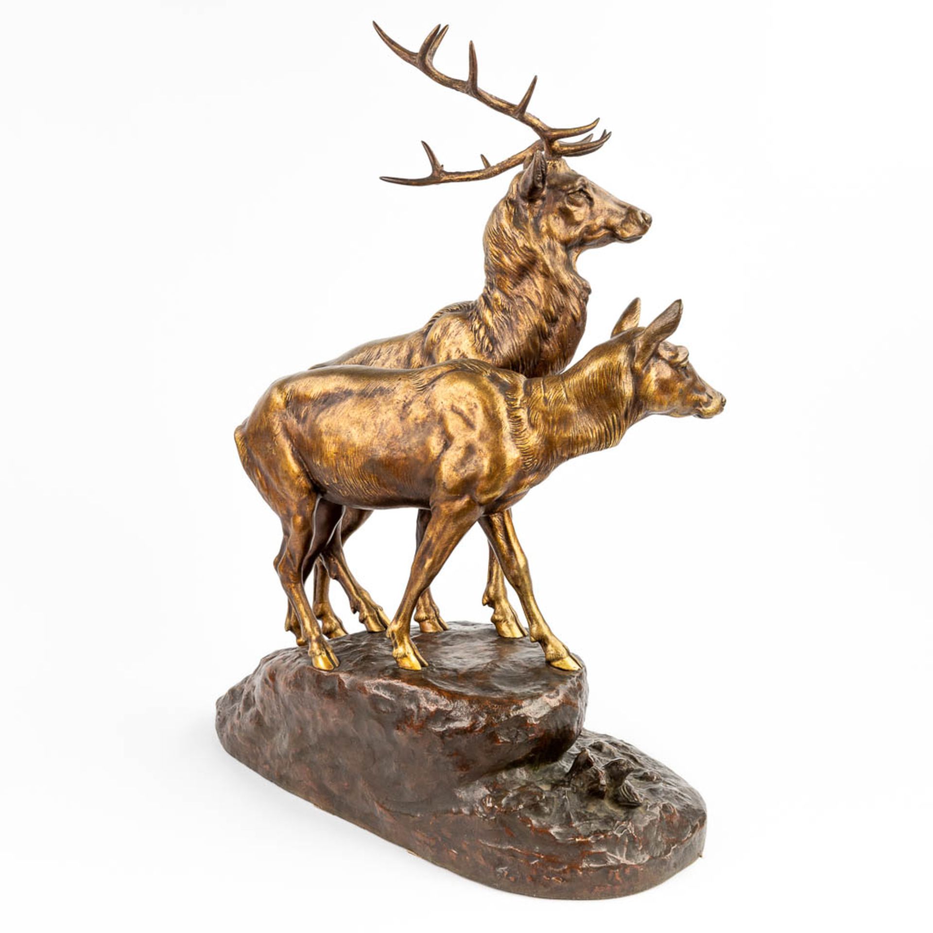 Jules Edmond MASSON (1871-1932) 'Stag with deer on a rock! (22 x 50 x 63cm) - Image 4 of 13