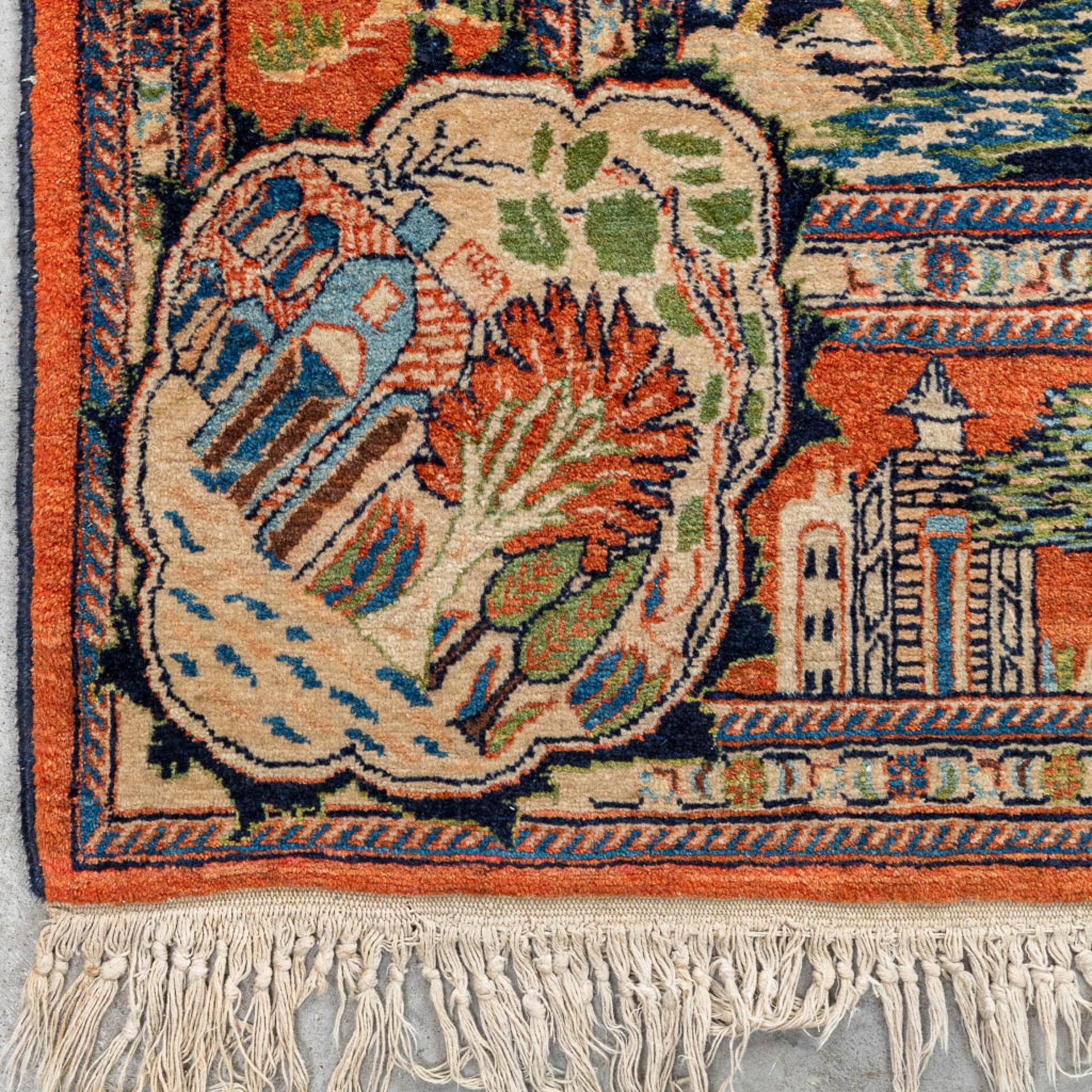 A figurative Oriental hand-made carpet. (206 x 134 cm) - Image 2 of 12