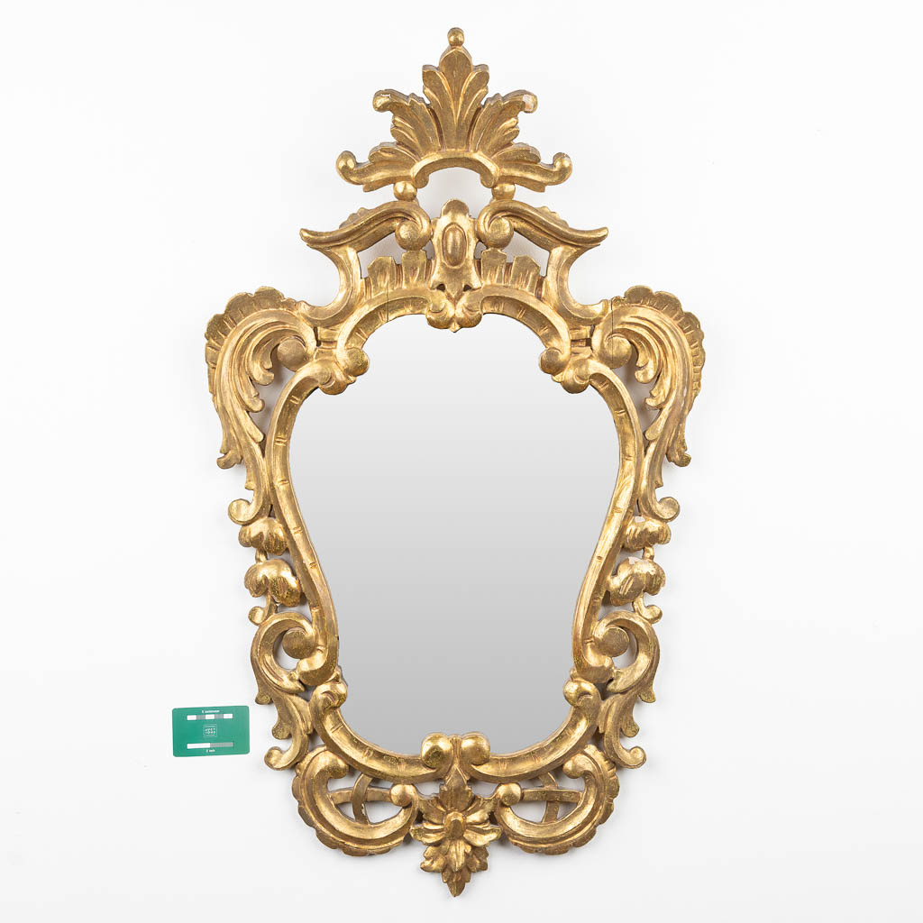 A mirror made of sculptured wood in Louis XVI style. 20th C. (56 x 95cm) - Image 3 of 8