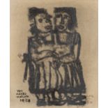Willem VAN HECKE (1893-1976) 'Figurines' a drawing, gouache on paper. (22 x 27cm)