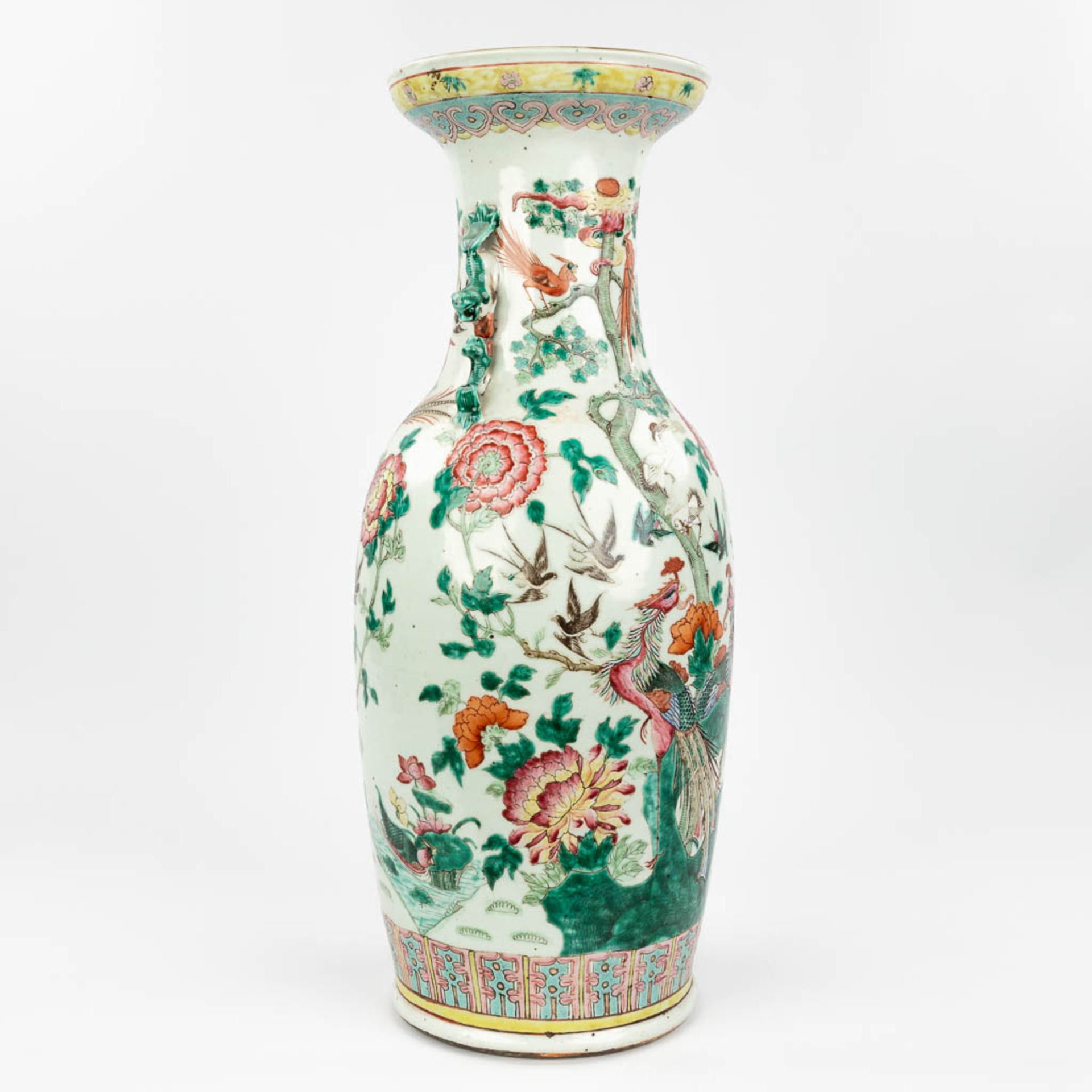 A Chinese vase made of porcelain, decorated with peacocks and birds. (61,5 x 24 cm) - Image 9 of 18