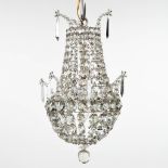 A vintage small 'Sac-ˆ-Perles' chandelier, metal and glass. (40 x 26cm)