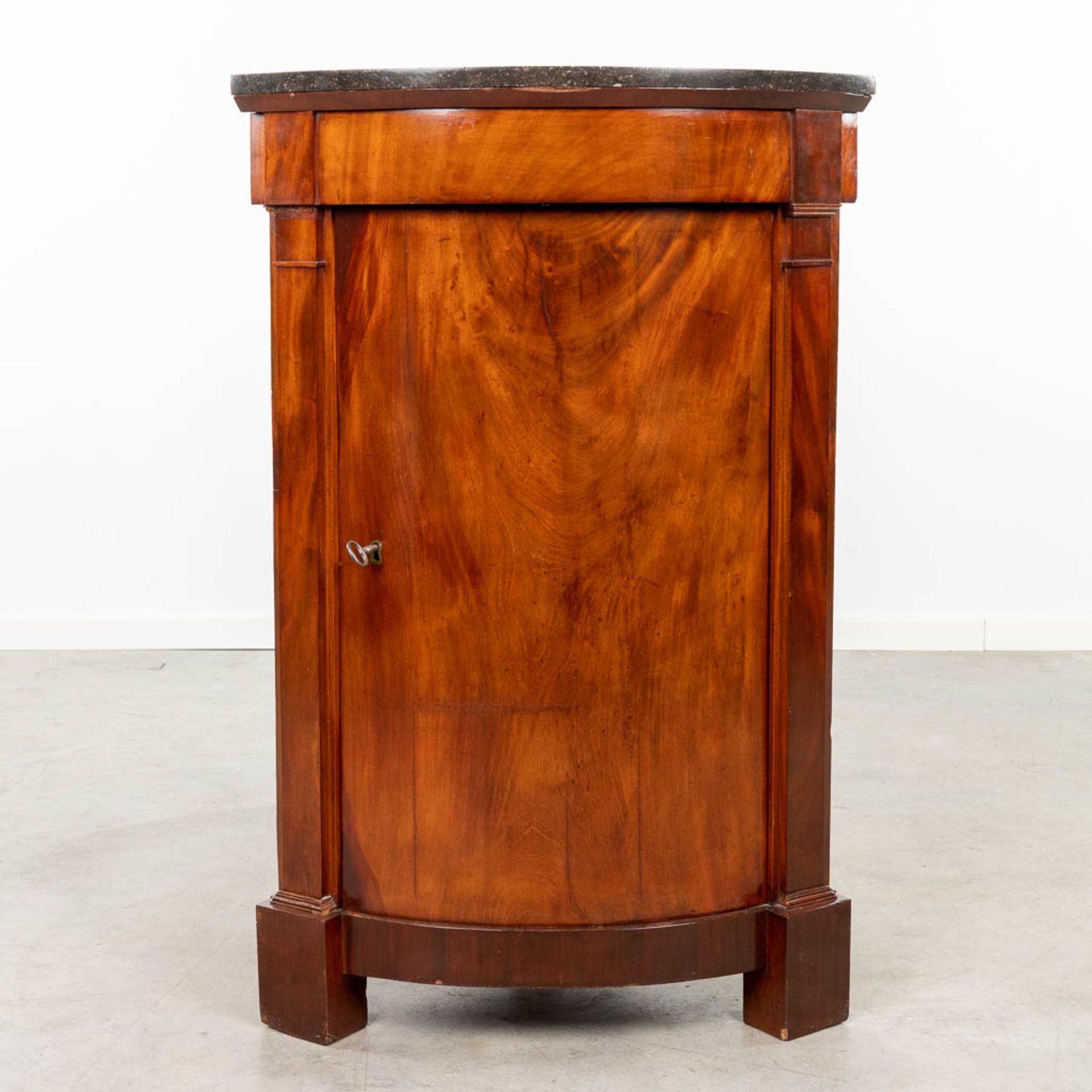 An antique corner cabinet with veneer. Empire period (49 x 76 x 112cm)