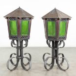 A pair of decorative lamps made of copper and metal (100 x 57cm)