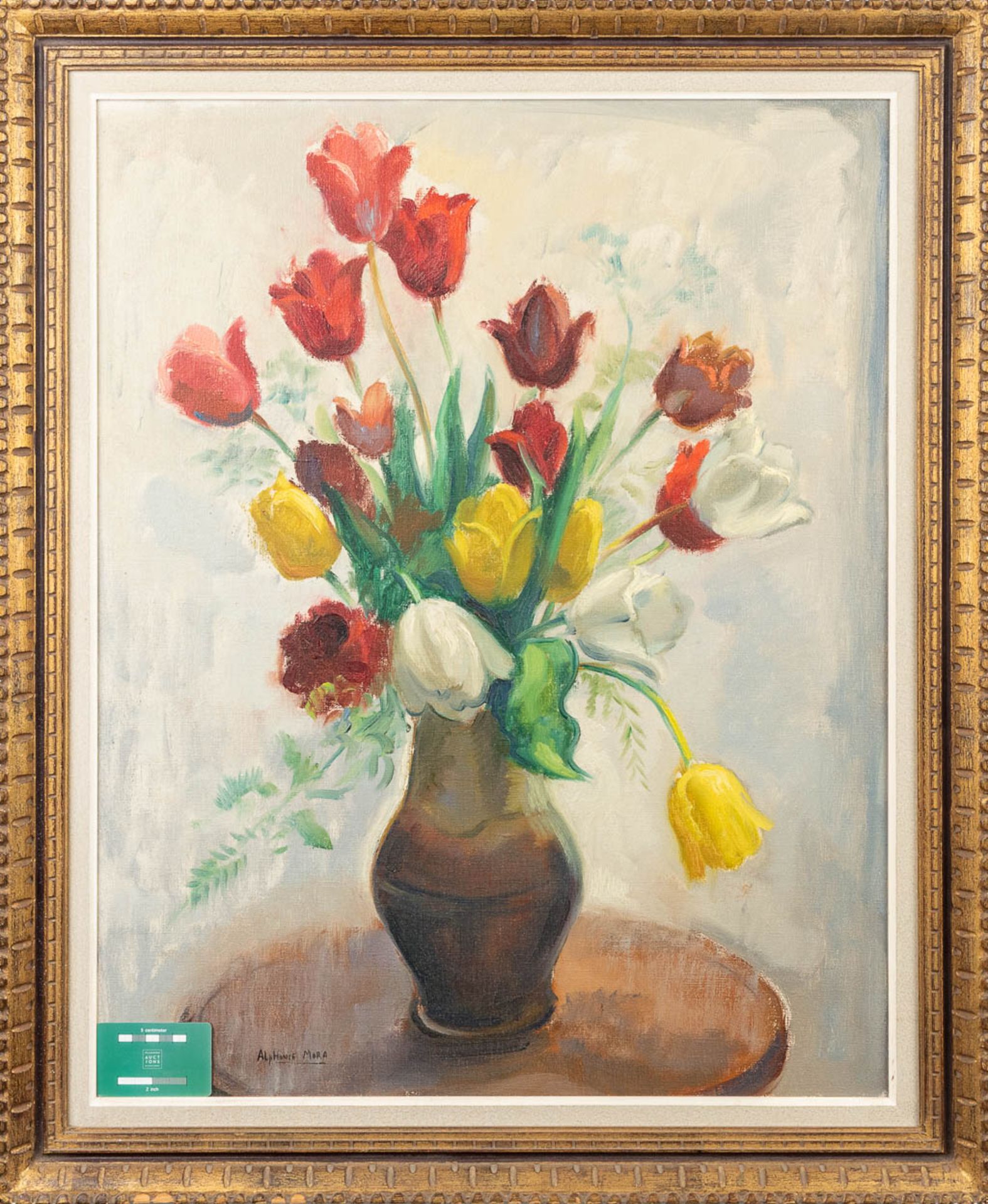 Alphonse MORA (1891-1977) 'Tulip Vase' oil on canavs. (60 x 75cm) - Image 3 of 6
