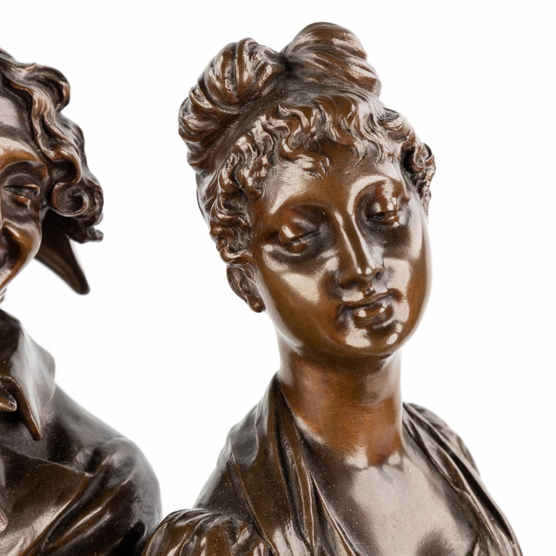 Henry ƒtienne DUMAIGE (1830-1888) 'Nobleman and his wife' patinated bronze (63 x 26cm) - Bild 13 aus 13
