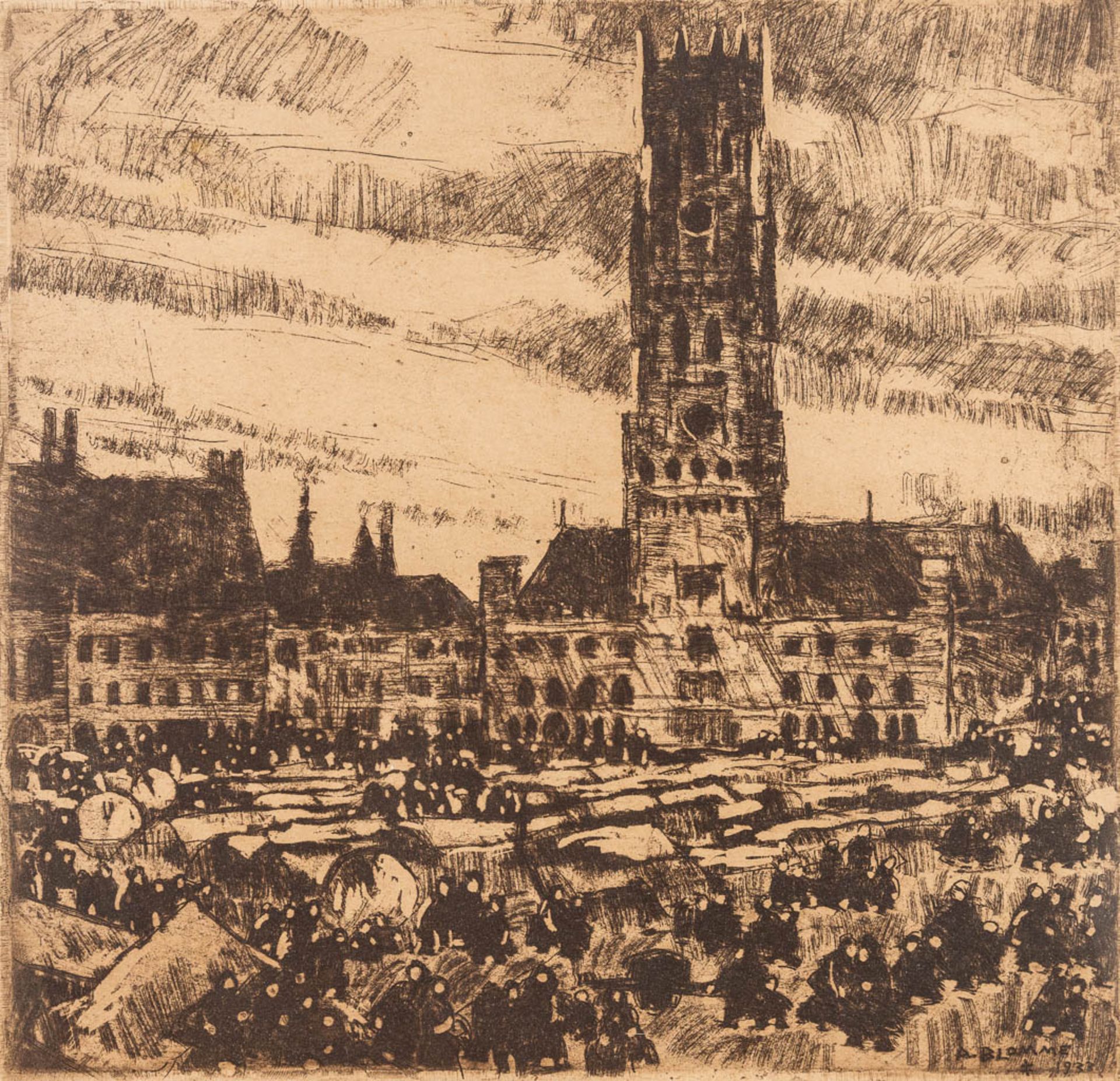 Alfons BLOMME (1889-1979) 'The Bruges Belfry & Kempen (35 x 35cm) - Bild 12 aus 12