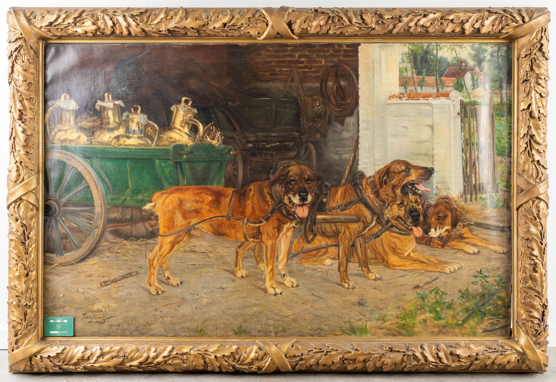Albert TOEFAERTS (1856-1909) 'The Dog Cart' oil on canvas. (138 x 86cm) - Image 5 of 8