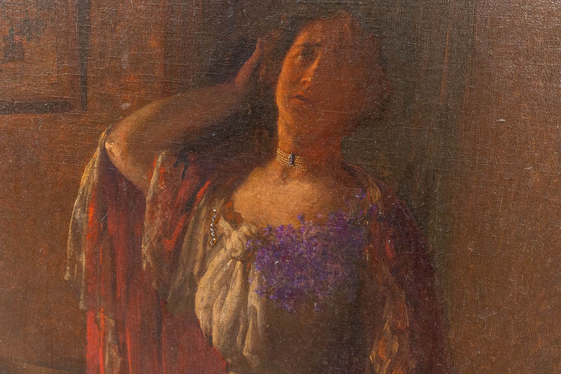 Charles VAN HAVERMAET (XIX-XX) 'Mourning' oil on canvas. (162 x 110cm) - Bild 6 aus 12