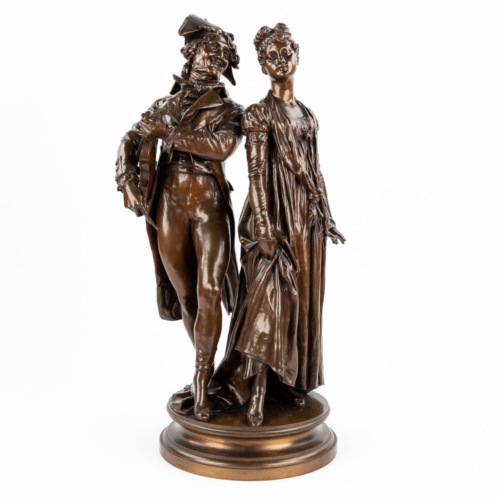 Henry ƒtienne DUMAIGE (1830-1888) 'Nobleman and his wife' patinated bronze (63 x 26cm)