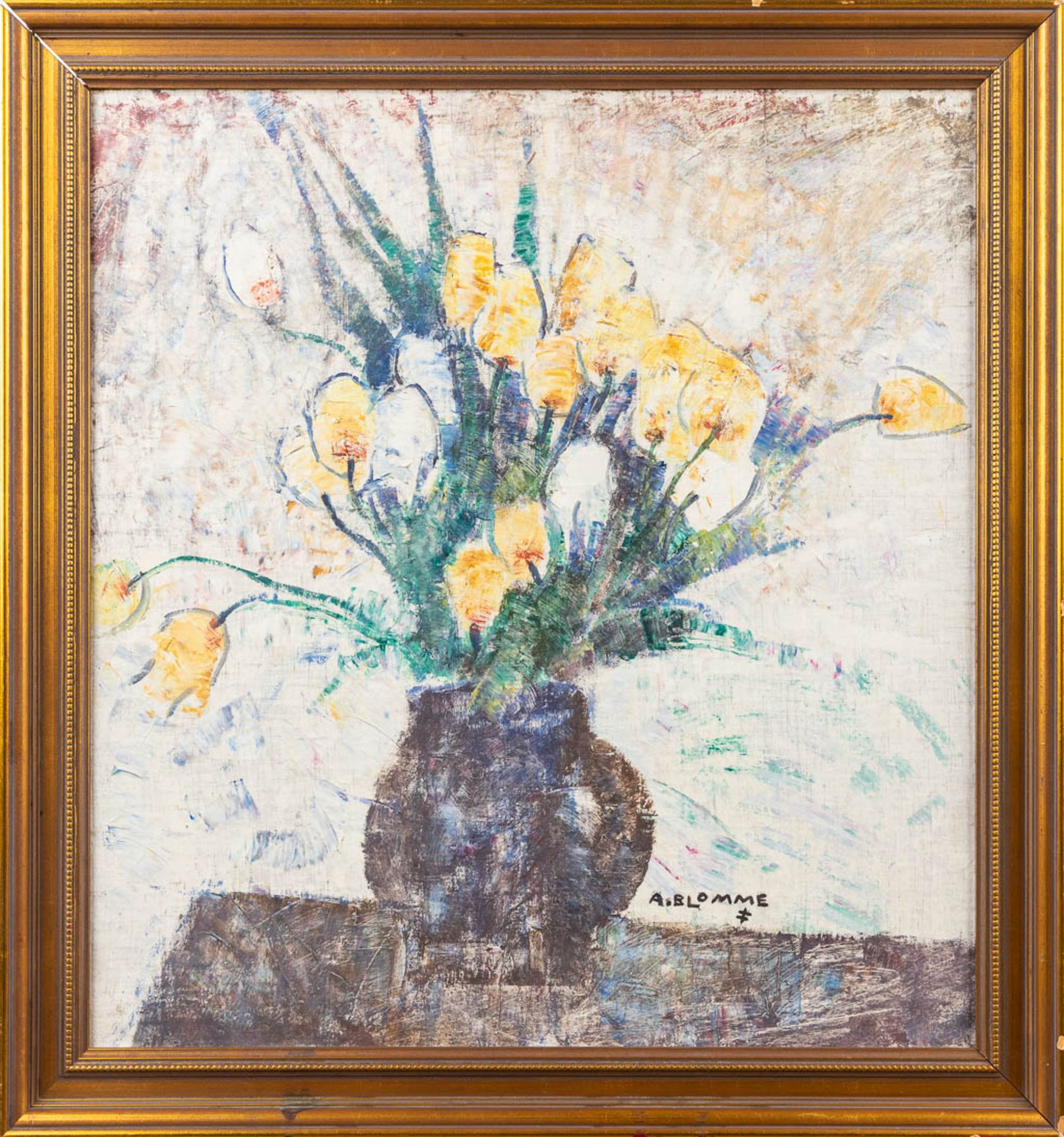 Alfons BLOMME (1889-1979) 'Tulips' oil on canvas. (56 x 60cm) - Image 3 of 6