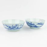 A pair of Chinese bowls made of blue-white porcelain (11 x 26,5 cm)