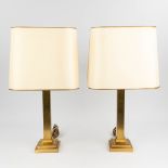 Belgo Chrome, a pair of metal table lamps. Circa 1980. (12,5 x 12,5 x 42cm)