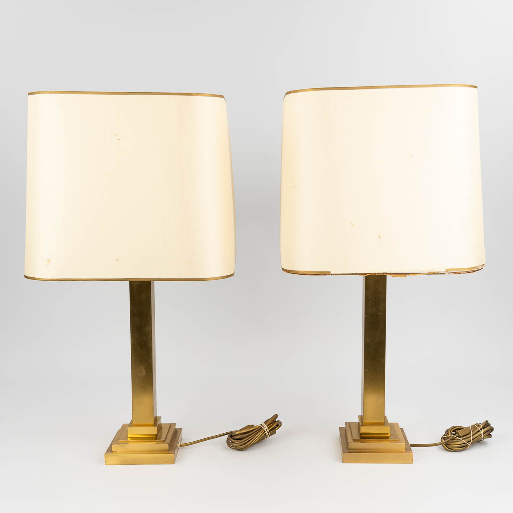 Belgo Chrome, a pair of metal table lamps. Circa 1980. (12,5 x 12,5 x 42cm) - Image 4 of 9